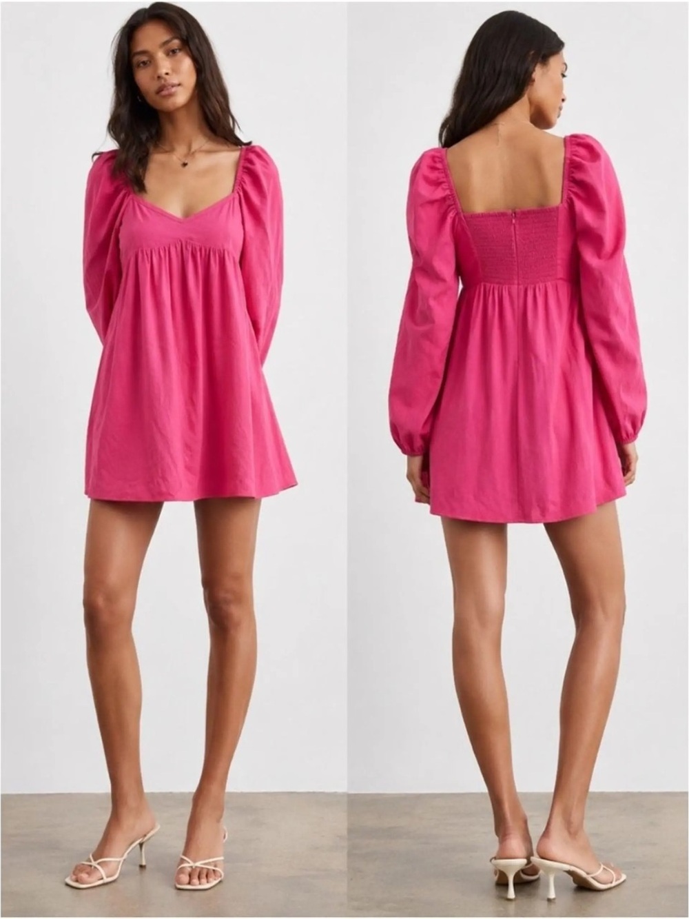 Aritzia Sunday Best Halle Hot Pink Babydoll Mini Dress XS 57241